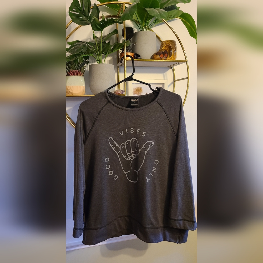 Far West Good Vibes Only Wide Sleeve Sweatshirt